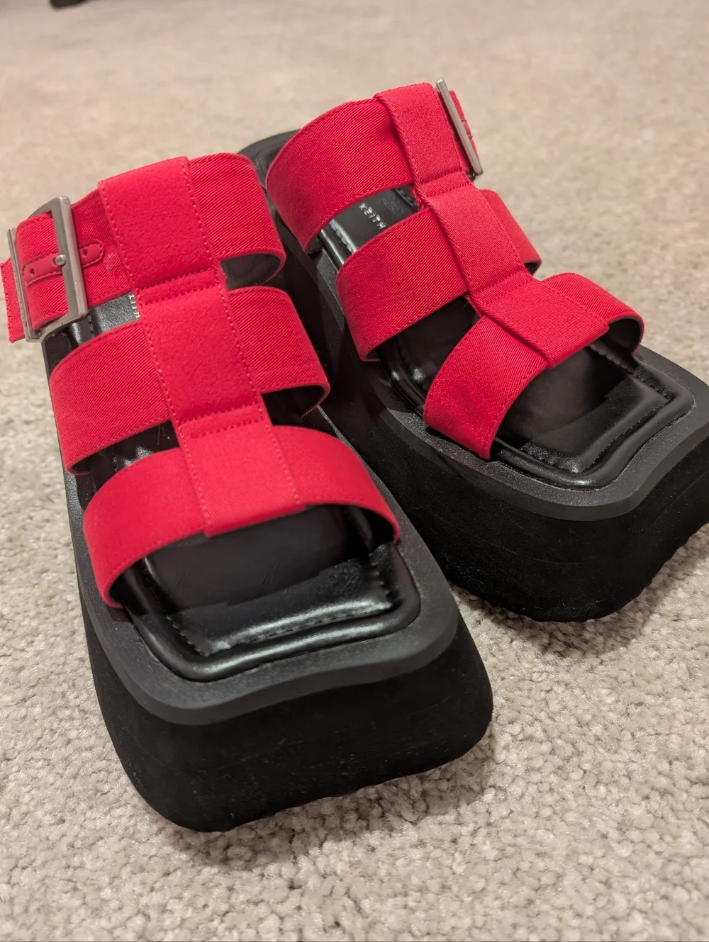 BUNDLE ONLY Charles & Keith Hot Pink Fuchsia IIsa Flatform Gladiator Sandals 6.5